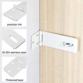 Alise Door Hasp Locks Latch,5 Inch SUS 304 Stainless Steel Packlock Clasp Hasp Lock Latch,Hinge Lock Padlock with Screws for Doors, White Finish 1 Pack
