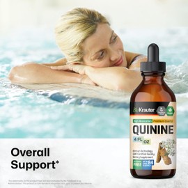 BIO KRAUTER Quinine for Leg Cramps Tincture - Cinchona Bark Extract - Vegan Quinine Liquid - Alcohol & Sugar Free Extract 4 Fl.Oz.