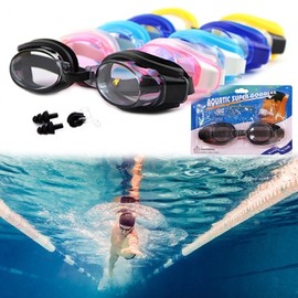 Transparent Swimming Goggles for Kids & Adults with Diving Nose Clip & Earplugs LF968 Free Size/Free Size Sky Blue 15ea