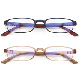 2 Pack Flexible Computer Blue Light Blocking Lightweight Reading Glasses Skin-Friendly Reader Women Men 1.50