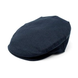 Hanna Hats of Donegal - Gorra plana irlandesa hecha a mano para hombre, hecha en Irlanda, 100% lino, Azul marino/flor y brillo, Medium