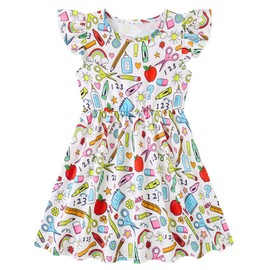 RAISEVERN Back to School Dresses for Girls First Day Preschool Dress Size 6-7 Swing Toddler Sundress Outfits