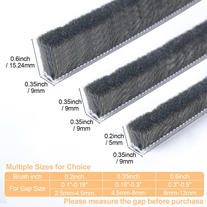 Self-Adhesive 40Ft Brush Weather Stripping for Sliding Windows and Door