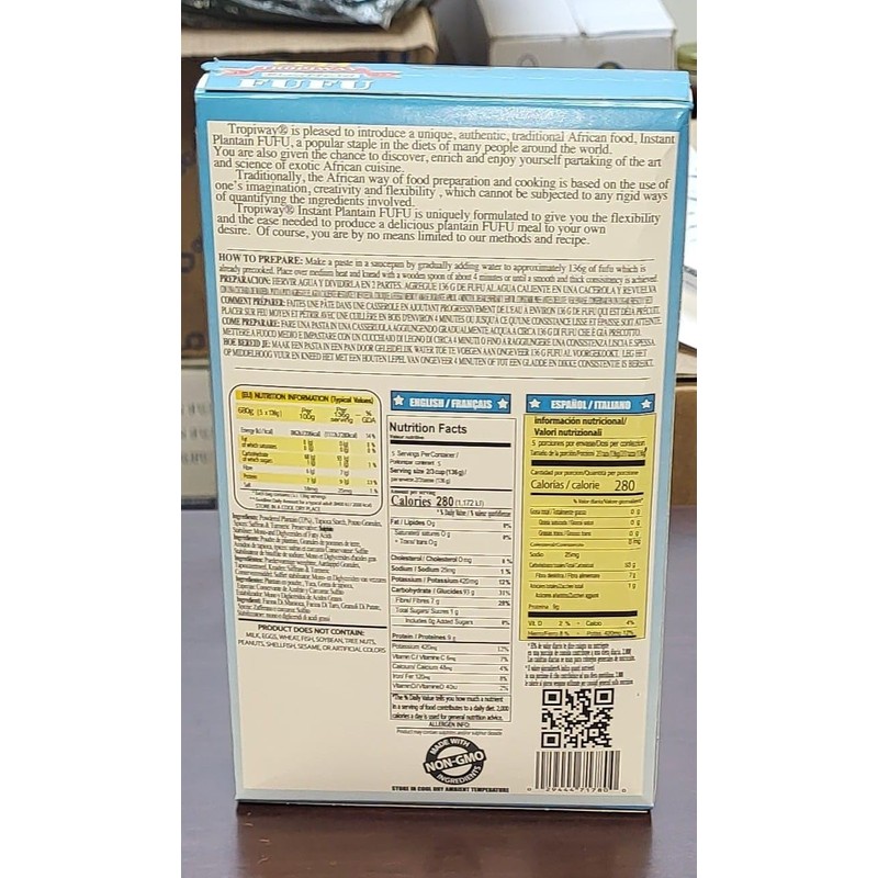 Tropiway Instant Plantain fufu Autentic 24 oz, (680g)