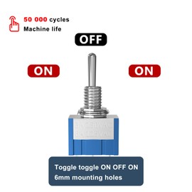 SCOOYUCK Mini Toggle Switch 12 V 24 V 125 V 230 V (3-250 V) SPDT ON OFF ON 3 Pin Switch Rocker Switch for Cars, Trucks, Boats, Ships Pack of 10