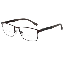 OCCI CHIARI Bifocal Reading Glasses for Men Blue Light Blocking Computer Readers Small Frame 1.0 1.25 1.5 1.75 2.0 2.25 2.5 2.75 3.0 3.5 (Brown,200)