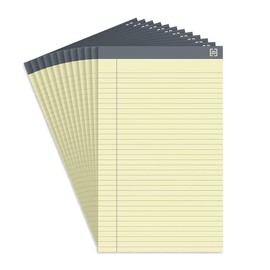 TRU RED Notepads, 8.5-inch x 14-inch, Wide Ruled, Canary, 50 Sheets/Pad, 24/Carton (TR59915/TR573VS)