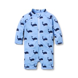 Janie and Jack Unisex Baby Whale Rashguard One-Piece Swim (Infant), Blue
