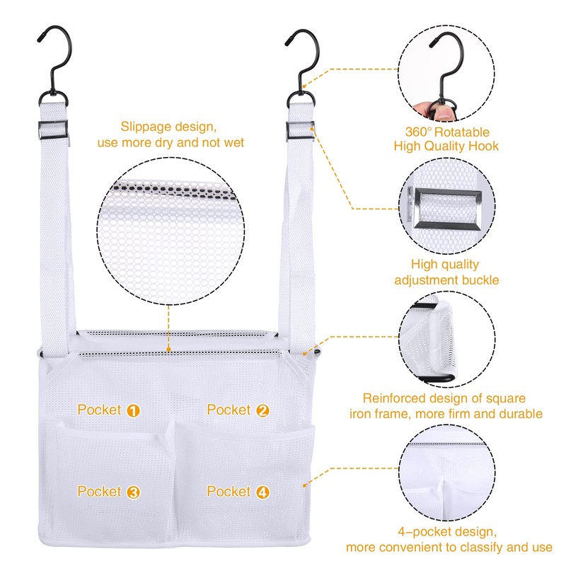 Phying Hanging Mesh Shower Caddy College with Hooks, Bath Baskets
