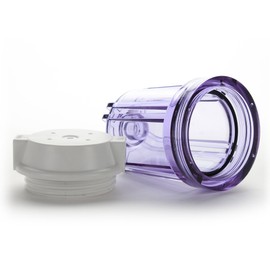 Hydronix HF2-5CLWH12, 5" Clear Housing with White Flat Cap For RO & Filtration Systems, 1/2" Ports