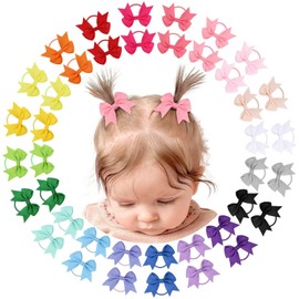 40PCS 2 Inches Baby Hair Ties, OAOLEER Toddler Hair Ties with Bows, Elastic Ponytail Holders Mini Small Hair Ties For Baby Girls Infants Hair Accessories (Baby Hair Ties-B, 2 Inch)