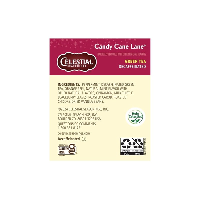 Celestial Seasonings Decaffeinated Candy Cane Lane Green Tea