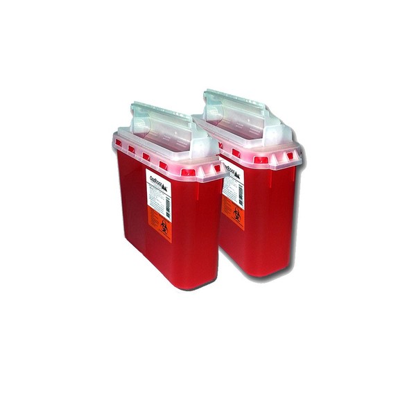 5.4 Qt Stye Sharps Disposal Container (2 Pack) by Oakridge Products. Touchfree Rotating Lid