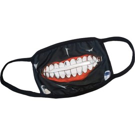 Ghoul Teeth Fantasy Horror Anime Cosplay face mask with usable Zipper Metallic