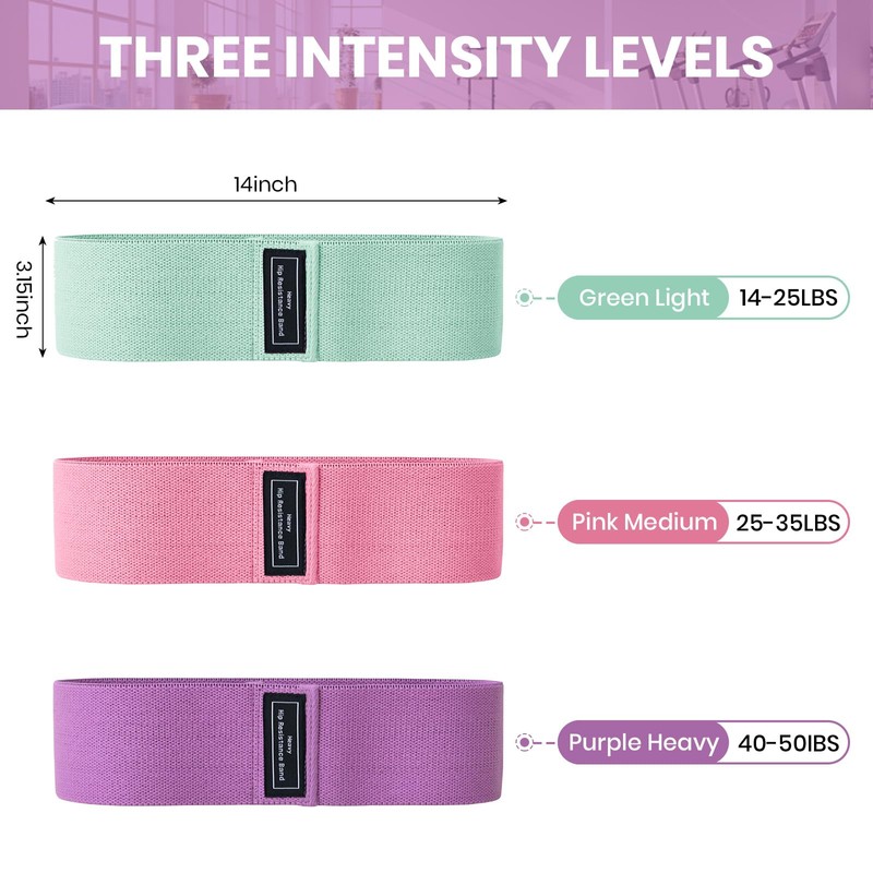Good Nite Resistance Bands 3 Level Booty Bands Fabric Glute