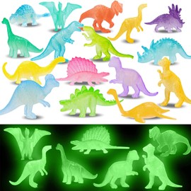 EKKONG Pack of 32 Dinosaur Party Bags, Glow Dinosaur Toy, Mini Dinosaur Figures, Realistic Small Dinosaur Figure for Children, Boys, Girls (32 Pieces)