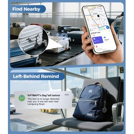 APTMAPT Smart Luggage Tag with Apple Find My, Premium Leather Suitcase Tags w/ 2 ID Labels, TSA-Friendly, Travel Essentials Tracker for Suitcase Baggage Backpacks, Black