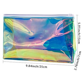 TotePrint 2 PCS Holographic Clear Makeup Bag Bulk,Zipper Portable Waterproof Toiletry Pouch,Iridescent Storage Cosmetic Bags for Women, Green, Cosmetic Bag
