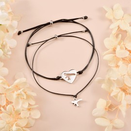 GBTBYS First Day of Preschol Bracelet 2 Pcs Dinosaur Heart Mommy Me Matching Wish Bracelets Set