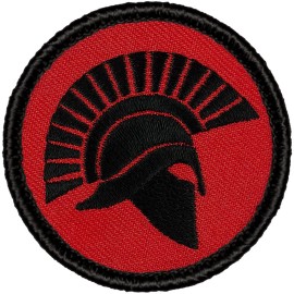Patchtown Retro Spartan Silhouette Patrol Patch  - 2" Round Embroidered Patch - Sew-on