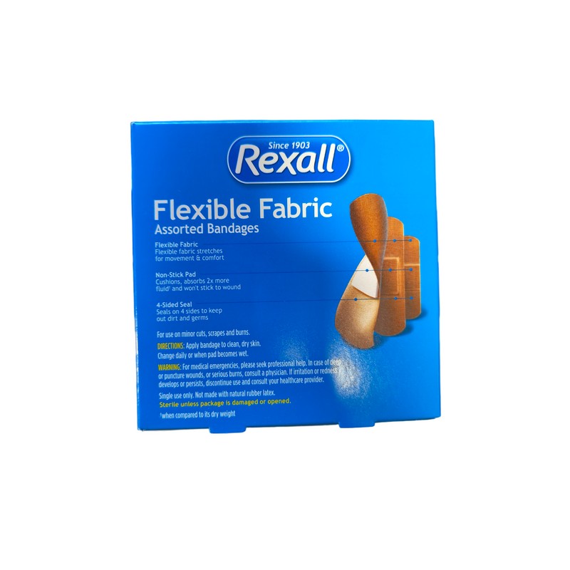 REXALL 100 REXALL BANDAGES FLEXIBLE FABRIC ASSORTED SIZES (3 PACK)