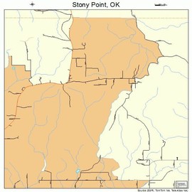 Large Street & Road Map of Stony Point, Oklahoma OK - Printed poster size wall atlas of your home town