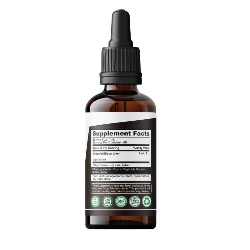 SMS Grassfed Bison Liver Extract Organic Non GMO Tincture Liquid