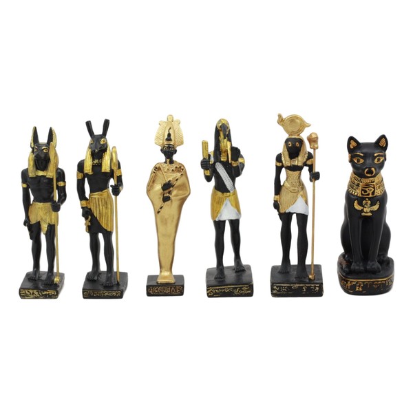 Ebros Egyptian Classical Deities Miniature Figurine Gods of Egypt Dollhouse Miniature Statue Legends of Ancient Egypt Educational Sculpture Collectible (Set of 6 Miniature Deities Assortment 2)