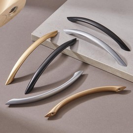 L&lonpa 30 Pack Matt Chrome Cabinet Handles-5 inch/128mm Screw Spacing Arch Drawer Pulls Hardware, Modern Style Cabinet Pulls for Kitchen Cabinets Cupboard Bedroom Bathroom Dresser