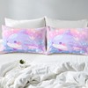Cute Shark Kids Sheet Full Size,Glitter Stars Rainbow Dreamy Bedding