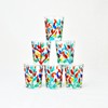 Murano Glass Italian Crystal Shot Glasses, Hand Painted Flowervine Pattern,