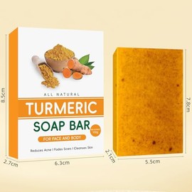 2PCS Jabon Curcuma, Jabón de Cúrcuma, Jabón Turmeric Soap, Ácido Kójico De Cúrcuma y Limón, Ingredientes Naturales Orgánicos, Adecuado para Rostro y Cuerpo, Ilumina el Tono de La Piel, Exfolia(2)