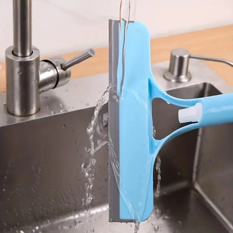 3-in-1 Window Cleaning Squeegee with Built-In Spray Bottle, Dual-Sided Sponge