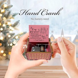 Zpvuklkl Gifts for Friends-You are My Sunshine-Unique Handcrank Wooden Music Box for Friends to be,Birthday Christmas Graduation Friendship Gifts Female Soul Sister Bestie BFF Her/Him(Pink)