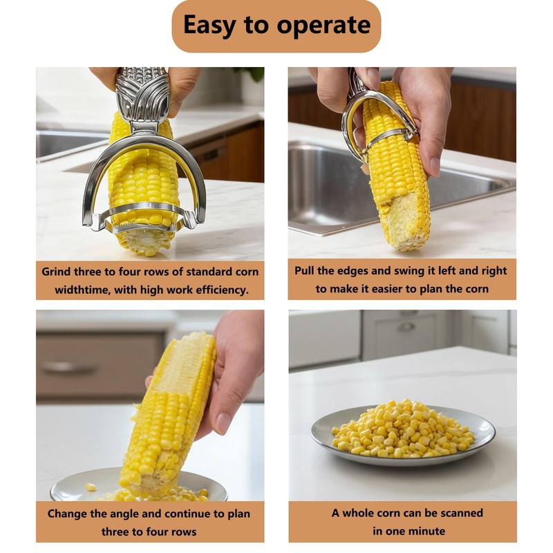 Corn Peeler for Corn on the Cob, Silver