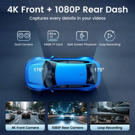 Lynadri Wireless Carplay Screen for Car,10.26" Portable Car Tablet for Apple Android Auto,Touch Screen,Stereo Audio Radio,4K Dash Cam,Rear 1080P Backup Camera,GPS Navigation,Bluetooth,Mirror for Truck