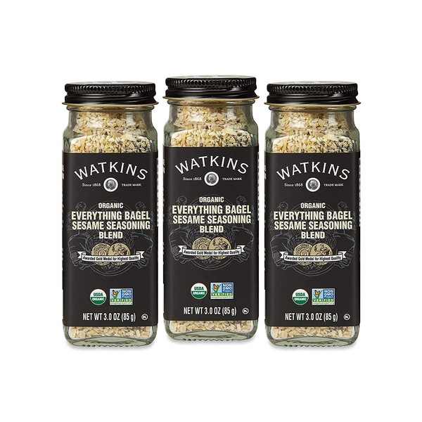 Watkins Gourmet Organic Spice Jar, Everything Bagel Sesame Seasoning Blend, 3.0 oz. Bottle, 3-Pack