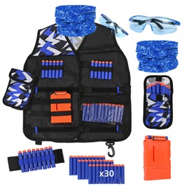 LUUFAN Tactical Vest Kit for NERF Guns with Refill Darts, Wrist Band, Reload Clips, Tactical Mask and Protective Glasses for Boys Girls Birthday Thanksgiving Christmas Gift