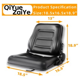 Universal Forklift Seat with Adjustable Backrest - Durable Leather Comfortable Replacement Forklift Seat, High-Resilience Foam, Fits Forklift, Dozers, Excavators, Tractors and More…