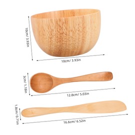 SAFIGLE 3-Piece Facial Mask Mixing Tool Set Wooden Mixing Bowl and Spatula DIY Beauty Accessory for Spa and Salon Use