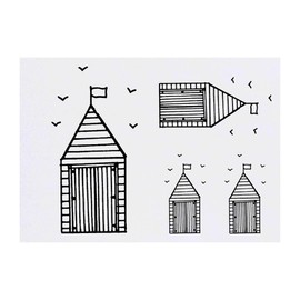 Azeeda 4 x 'Strandhütte & Vögel' Temporäre Tattoos - Wasserfest, Hautfreundlich & Ungiftig · Transfers in Verschiedenen Größen (TO00052209)