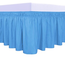 PureFit Falda de cama envolvente con volantes con cinturón elástico ajustable, caída de 18 pulgadas, fácil de poner, falda de cama sin arrugas, volantes contra el polvo, funda para cama individual,