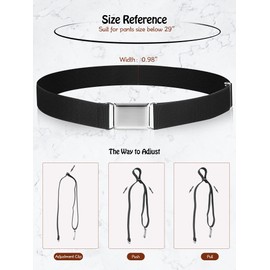 Syhood 3 Pieces Boy Belt Kids Elastic Adjustable Stretch Belt Silver Square Buckle for Child Girl Pants Uniform Jeans(Black, Brown, Gray)