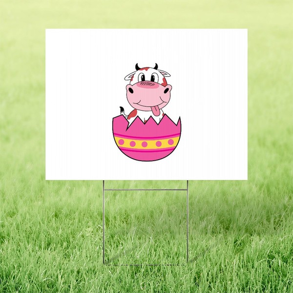 CafePress Happy Easter Egg Cute Cow Animal Farm Yard Sign,
