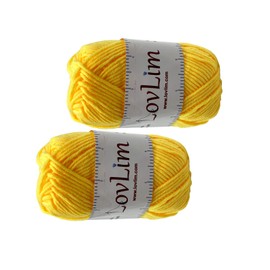 LovLim Yarn Pack, 2 skeins of 50g Each, Soft Cotton Yarn for Crochet and Knitting, Craft DK Amigurumi Yarn (Yellow)