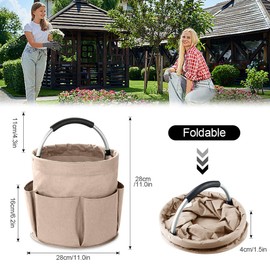 GIDWRIY Putzmittel Organizer Tragbar,Putzkorb Organizer Cleaning Caddy,Reinigungstasche mit Griff und 6 Fächern,Behälter für Putzutensilien Organizer Putztasche,Reinigungsmittel Aufbewahrung-Khaki