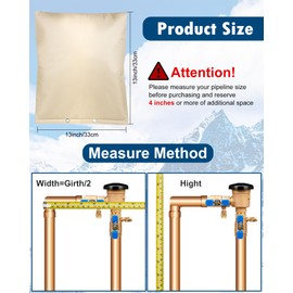Backflow Preventer Insulation Cover (5°F), Actgan 13"X13" 5 Layers Outdoor Pressure Vacuum Breaker Water Well Pump Sprinkler Valve Faucet Cover for Winter Freeze Protection Beige
