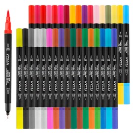YISAN Fine Tip Markers,Brush Markers,36 Colors,Dual Tip,Drawing Pens,Art Pens,Fine Point Colored Journal Pens for Artists,Adult Coloring,70771