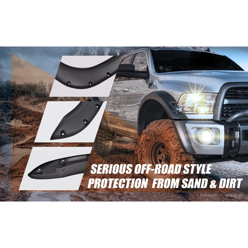 ANDPLAY Pocket Riveted Fender Flares, Compatible with Nissan Titan 2004-2015