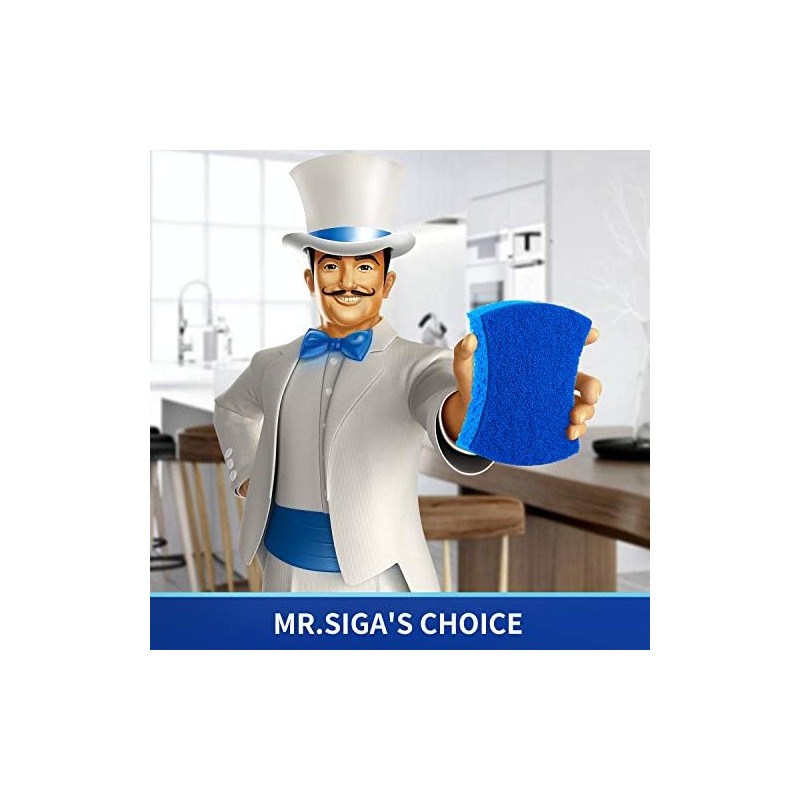 MR.SIGA Esponja Exfoliante de celulosa antiarañazos para Cocina, Doble Cara,